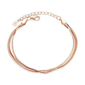 MYKI Glamorous Shiny Rose Gold Triple Snake Free Size Bracelet For Women & Girls