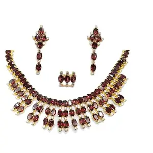 vinayak Queen necklace set with semiprecious gems collections (Amethyst) (Garnet)