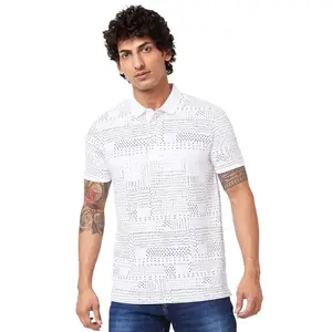 Spykar Polo Collar Half Sleeves White T-Shirt for Men (Size: L)-MKTFP2BC205_White