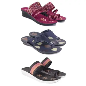 Women's Comfortable Sandal,Casual Lightweight Sandal for Everyday Wear for women's(GR-(COMBO-3)-1949-1973-1992-6)