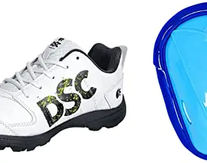 DSC Beamer Cricket Shoe for Men & Boys (Light Weight | Economical | Durable | Size UK: 9) Grey-White 1500428 Attitude Cricket Abdominal Guard Men, Multicolour