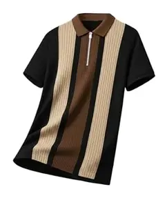 Enitor Mens Half Sleeves Polo Neck T-Shirt, Summer Wear T-Shirt for Men, Casual Half Zipper T-Shirts for Boys, Everyday Tshirts for Boy, Stylish Streetwear Tshirts