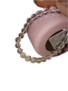 Hdbg Clear Quartz Bracelet Certified By IGL Lab स्फटिक की ब्रेसलेट Sacred Small Beads Captivating Diamond Cut Crystal Bracelet Sfatic Bracelet Spadigam Bracelet Stretchable Hand Band स्फटिक ब्रेसलेट