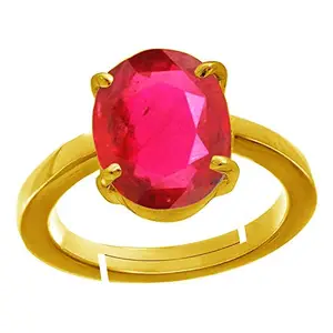 APSSTONE Natural Ruby Stone Manik Ring Adjustable Panchdhatu Ring Gemstone Gold Plated Ring Adjustable Ring 11.25 Ratti 11.00 Carat Rashi Ratan Adjustable Ring For Men And Women By LAB -CERTIFIED