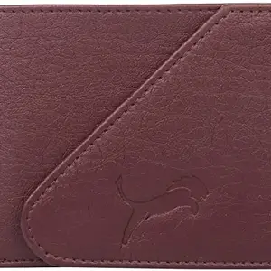 WILD EDGE Artificial Leather Men's Wallet - Compact and Light Weight - Coffee Brown Solid Design Wallet with Button Closure
