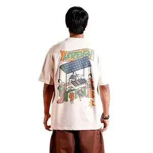 WROGN Men's 220 GSM Cotton T-Shirt | Japanese Back Print | Oversized Fit