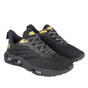 Sspoton Sspot On Men's Black Mustard Lightweight Flying Imported Fabric with Phylon Sole Lace Up Running Shoes_10UK