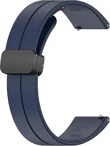 Smart Watch Strap with Metal Magnetic Lock Clasp,suitable for all 22mm watches 22 mm Silicone Watch Strap (Blue)