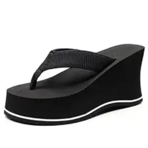 Uunda Fashion Wedge Sandals for Women Soft Sole Slippers for Women Non-slip Women Shoes Slippers (Black, Size_ 41)