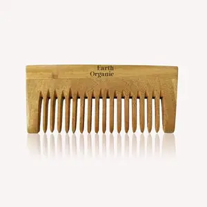Wooden Comb for Women by EARTH ORGANIC | Neem Wooden Comb | Hair Care Tools for Women | Handcrafted, Natural Hair Care Tool | For Multi-Actions - Detangling, Frizz Control & Shine (Pack of 1)