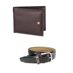 Swiss Military Combo Pack of Leather Wallets & Leather Belts Combo (LW19+BLT12)