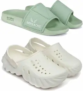 BERSACHE Extra Soft Classic Casual Flip Flops for Men with Regular wear | Ultra Soft & Flexibility Technology | Z-Combo(MM)-6044-6041 Multicolor