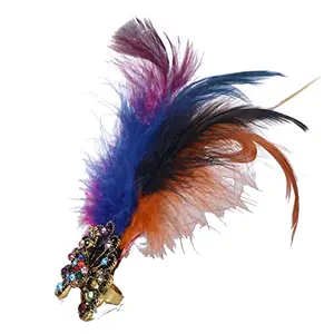 la belleza Adjustable Crown Design Feather Ring for Girls & Women (Color: Multicolor with Gold)