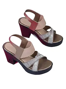 WalkTrendy Womens Synthetic Copper Sandals With Block Heels - 7 UK (Wtwhs558_Copper_40)