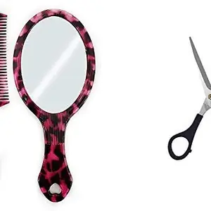 Fully Hair Comb With Mirror And Scissor For Home And Salon Use Multicolor Pack Of 1