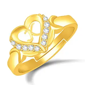 MEENAZ CZ Valentine American diamond Adjustable I Love You Heart Initial Letter Name Alphabet K Ring Brass Gold propose AD Finger Rings for girls women Couple girlfriend King Queen Gf BF lovers ladies