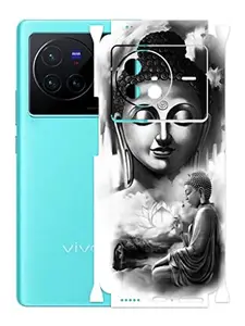 AtOdds - Vivo X80 Mobile Back Skin Rear Screen Guard Protector Film Wrap (Coverage - Back+Camera+Sides) (Buddha)