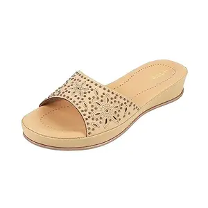 Mochi Women Beige Comfort & Fashion Wedge Heel Sandal UK/4 EU/37 (44-58)