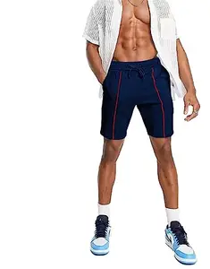 Maniac Men's Solid Navy Polyester Slim Fit Shorts