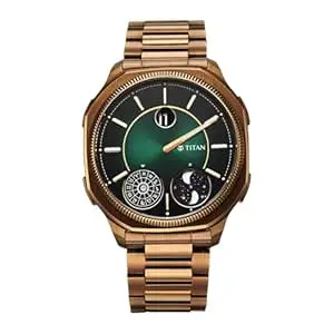 Titan Stellar Quartz Green Shaped Dial Men's Watch | Stainless Steel Strap Material | Watches for Men Analog - 10053QM01