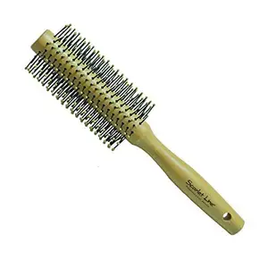 Scarlet Line Professional Maple Wood Anti Static Round Hair Brush with Joint Less Wooden Handle for Men and Women, Cream Color