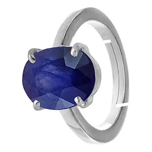 Akshita gems Blue Sapphire/Neelam 7.25 Ratti 6.62 crt Stone Panchdhatu Adjustable Ring for Women