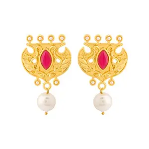 Voylla Elegant Pearl Studded Drop Earrings Jewellery For Women