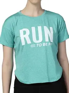 CHKOKKO Womens Stylish Activewear Quick Dry Lightweight Breathable Printed Round Neck Half Sleeve Regular Fit Gym T Shirt for Sports Yoga and Training