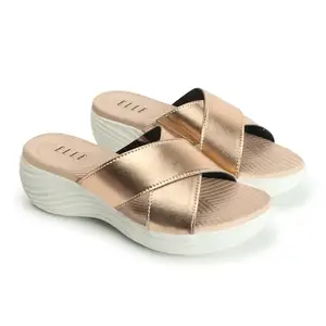 Elle Women's Comfortable and Stylish Sandal for Party Office UseI Daily Use EL-ST-Wn-40 Gold Wedge 5 Kids UK