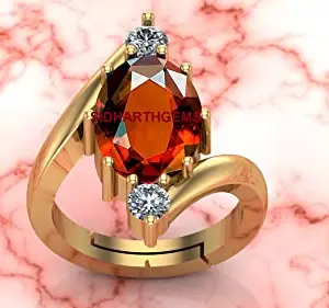 SIDHGEMS 6.25 Ratti /5.50 Carrat Natural Gomed Stone Astrological Gold Ring Adjustable for Men and Women's