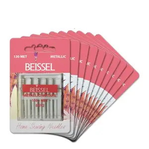 Beissel Metallic/Metafil Needle | Size (80 and 90) Manufactured with German Technology | Suitable for All Home Sewing Machines (5 Needles per Card) (Size 5-90)