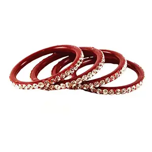 Vidhya Kangan Latest Traditional Red Stone Acrylic Bangle -(banx895) Size-2.12 For Women and Girls