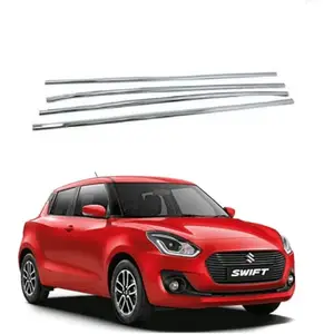 ROSHNEER Car Window Lower Garnish Stainless Steel Chrome Finish Exterior Compatible for Maruti Swift Model 2018-2023 Set of 4 PCS