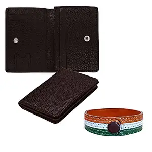 ABYS Independence Day Special Genuine Coffee Brown Leather Card Wallet and Leather Band Combo for Men Women (12015IB1)