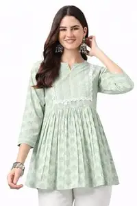 Women’s Viscose Rayon Printed Kurti Top 3/4 Sleeve A-Line Kurti for Women