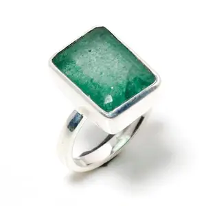 Green Emerald Stone Sterling Silver Adjustable Silver Plating Ring For Astrological Purpose Men & Women | 925 Sterling Silver - 7.25 Ratti Of Natural Beauty (14)