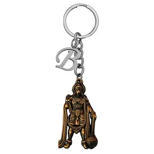 M Men Style Religious Lord Hanuman Pawanputra Bajrang Bali With Initial Letter Alphabet - B Bronze Zinc And Metal Keychain For Men And Women SKey2022388