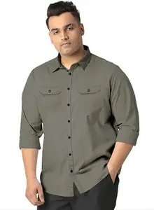 Plus Size Casual Shirt for Men | Soft Cotton Blend-rs_2p_Grey_Shirt_C1_90_4XL