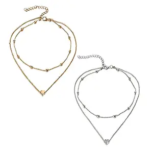 Jewels Galaxy Jewellery For Women Gold & Silver Plated Layered Necklace Combos (JG-PC-NC-22137)