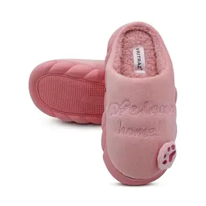 VRITRAZ Women's Comfort Slip On Closed Toe Warm Winter House Slipper Clog (Baby Pink, UK-9)