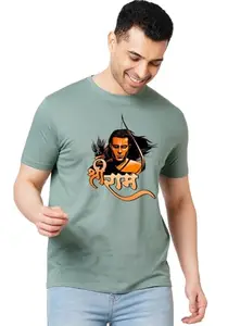 Wear Your Opinion Jay Shree Ram Mandir Theme Men's Premium Cotton Round Neck T-Shirt (Design: Stoic Ram,Mint,XX-Large)