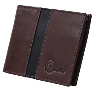 Oxims Men’s Bi-Fold Genuine Leather RFID Blocking Wallets (Brown & Black)