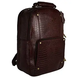 Red CherryPure Brown Leather 20 Liters 40.6 cms Men & Women Laptop Backpack bag for men and women