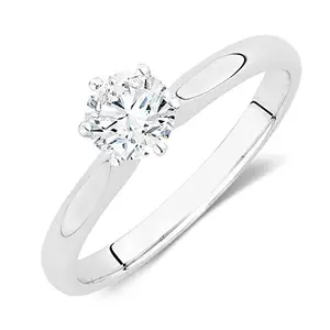 OOMPH Jewellery Cubic Zirconia Silver Tone Solitaire Proposal Fashion Ring for Women & Girls (RSN2R3) - Silver, White