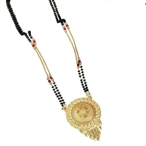Royal Antique Pendant Mangalsutra with Dual Black & Gold Chains