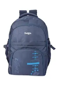 Zenniz PU Matty Laptop Backpack, 15.6 inch, Navy Blue with Sky Blue Graphics, 47 x 31 x 18 cm