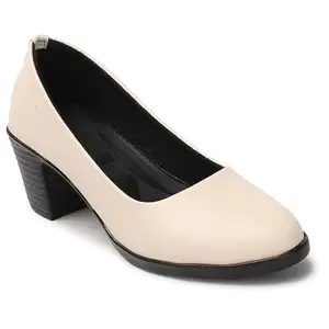 FASHIMO Women's Slip-On Bellies Kitten Heel Pumps GNNPAK1-Cream-36