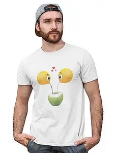 Danya Creation Loveable Emoji Couple Drinking (White) - Clothes for Emoji Lovers - Suitable for Fun Events - Foremost Gifting Material for Your Friends and Close Ones