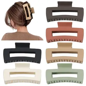 Thick Rectangle Claw Clip,6 Color Strong Hold Matte Hair Jumbo Claw Bannana Clips, Fashion Hair Styling Accessories For Women Girls