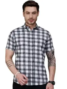 Majestic Man Men Slim Fit Pure Cotton Checkred Half Sleeve Casual Shirt